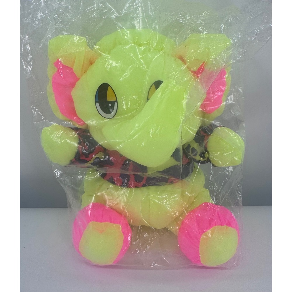 Oriental Trading Plush Elephant Unisex 8in Neon Yellow Pink Nylon Parachute New
